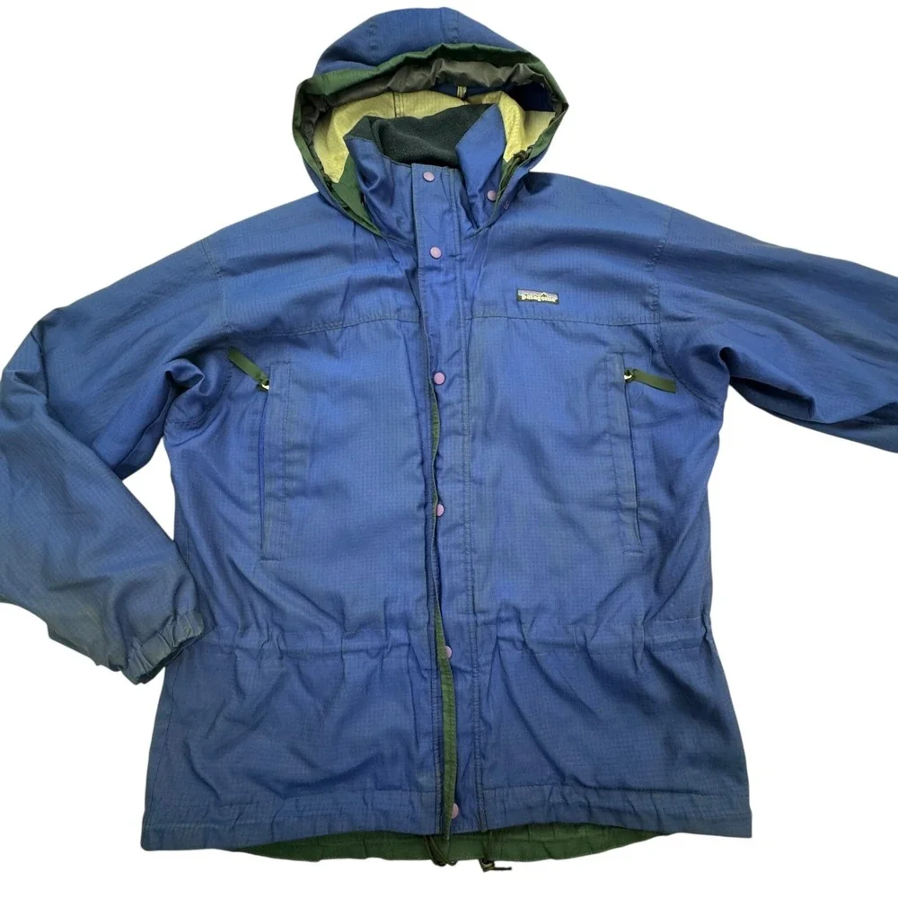 Vintage Patagonia Glacier Runner Jacket Mens Small Blue Long Sleeve Snap Zip-Up
